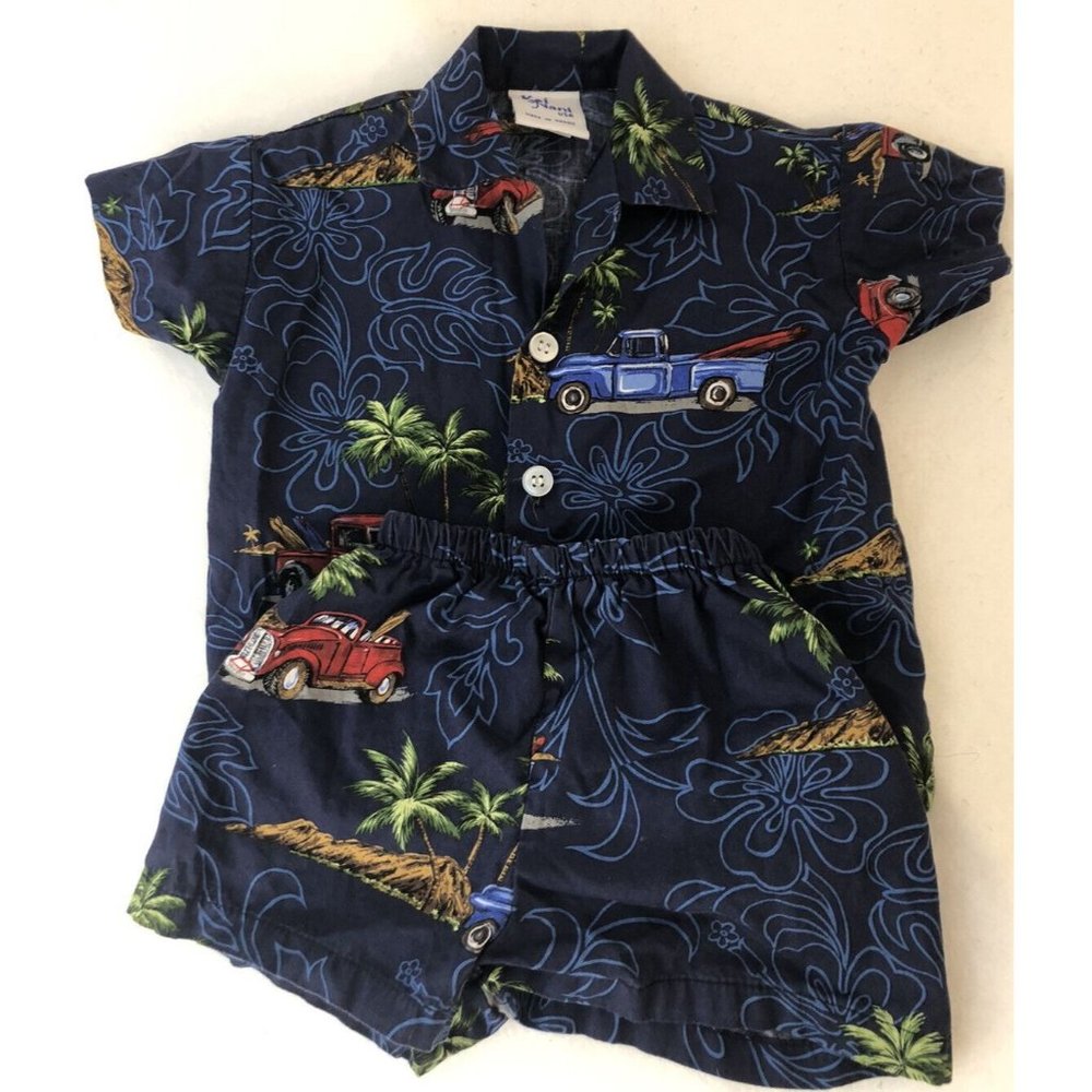Kai Nani Hawaiian Boys Shirt Shorts Set USA 12 month